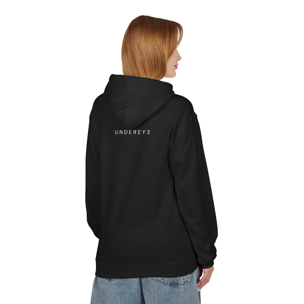 Undereye Hoodie — Graphic Black Fleece Pullover