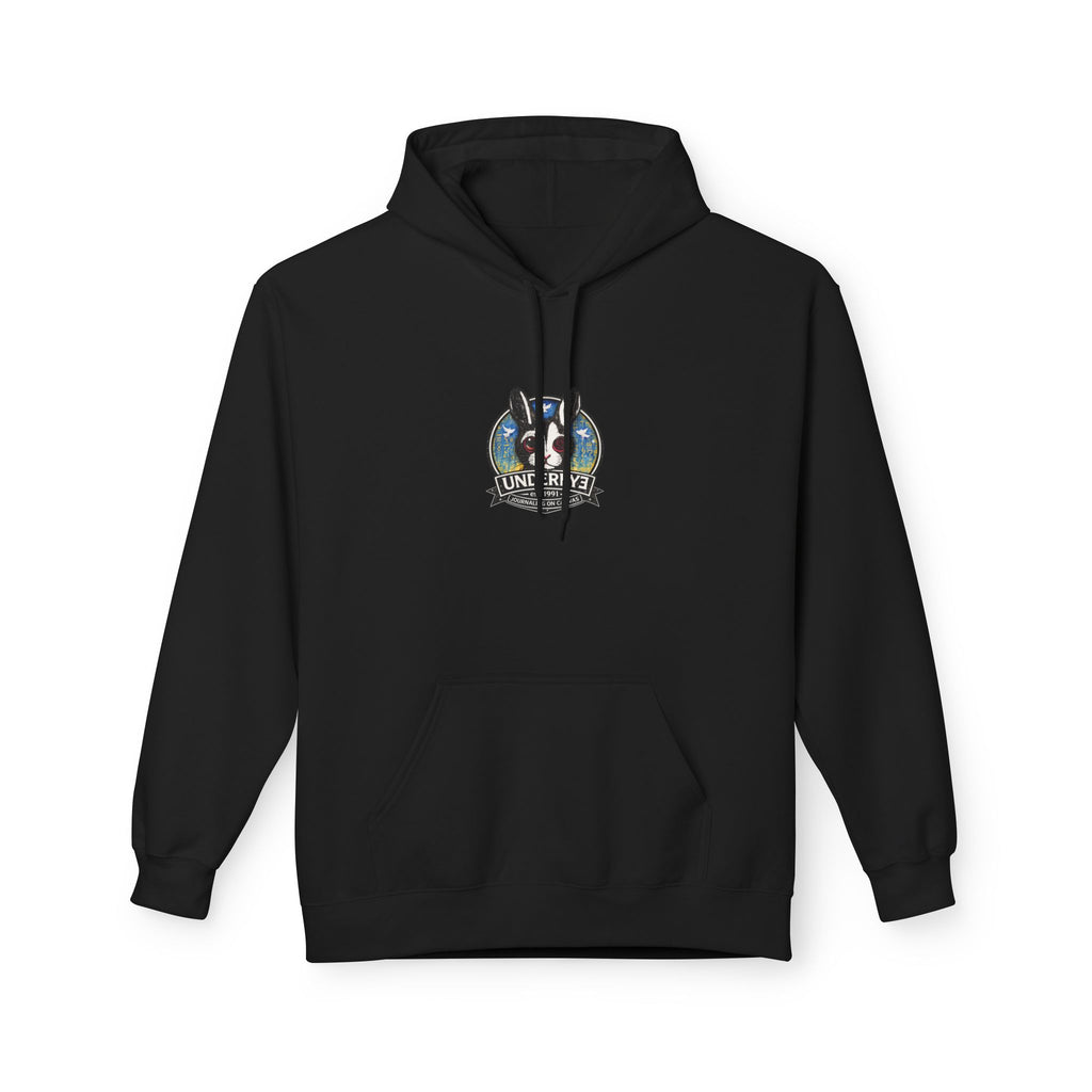 Undereye Hoodie — Graphic Black Fleece Pullover