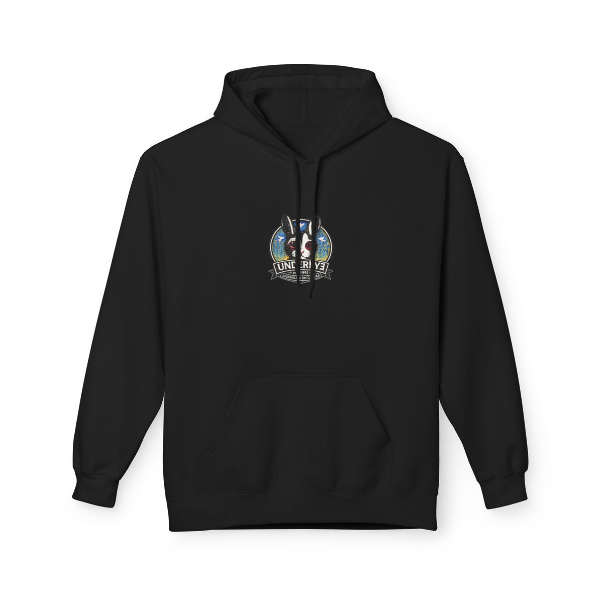 Undereye Hoodie — Graphic Black Fleece Pullover