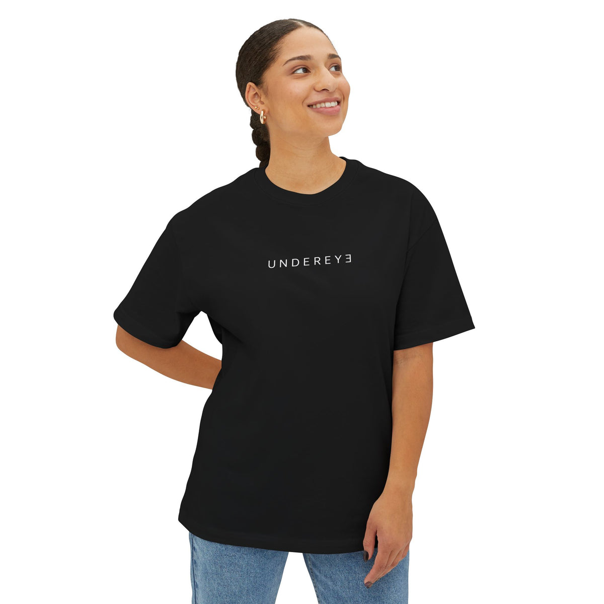 Undereye Boxy Tee — Black Logo Oversized T‑Shirt